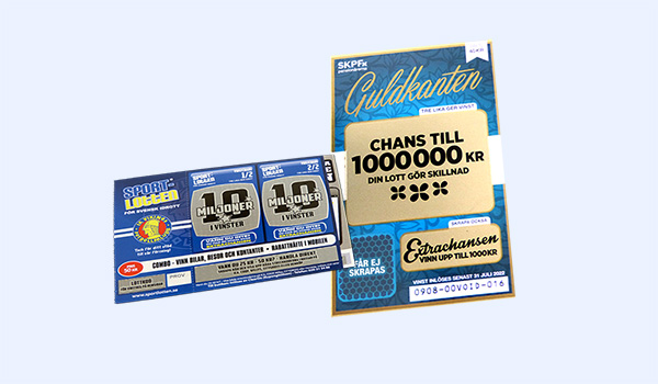 National lottery tickets with secure scratch-off design.