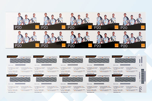 Telecom Sheet with scratch-off panels for promotions and marketing