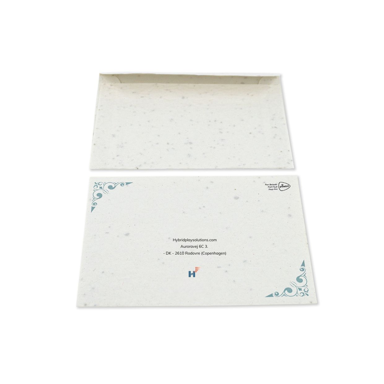 Plantable A5 seed paper envelope made from 80 g eco-paper with embedded seeds